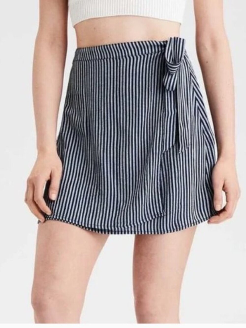 American Eagle Navy and Grey Wrap Skirt